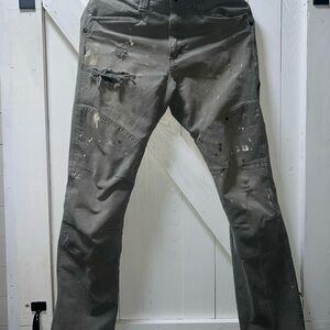 Wrangler Outdoor Thrashed Paint Splatter Distressed Gray Double Knee Pants 30x32